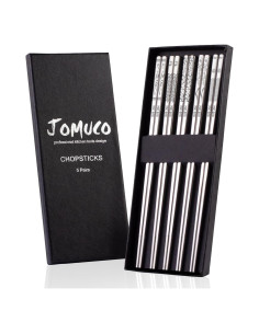 Juego de Palillos Reutilizables JOMUCO 5 Pares Acero Inoxidable
