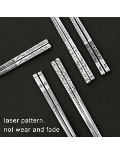 Juego de Palillos Reutilizables JOMUCO 5 Pares Acero Inoxidable 2