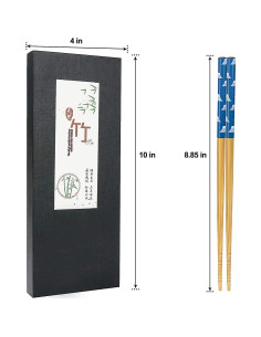 Set de 5 Pares de Palillos de Bambú Japonés Antideslizantes 2