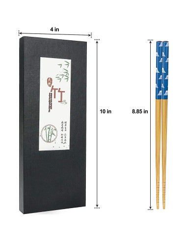 Set de 5 Pares de Palillos de Bambú Japonés Antideslizantes