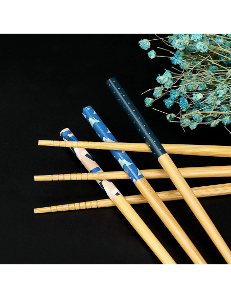Set de 5 Pares de Palillos de Bambú Japonés Antideslizantes