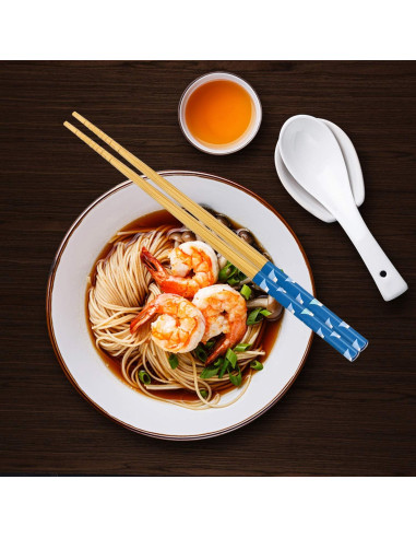 Set de 5 Pares de Palillos de Bambú Japonés Antideslizantes