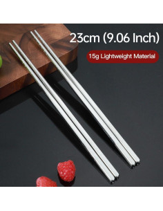 Palillos de Titanio Puro MAXCOOK 23 cm Reutilizables 2 Pares 2