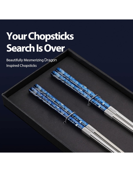 Palillos de Metal Reutilizables Hagary Azul 23.5 cm - 2 Pares