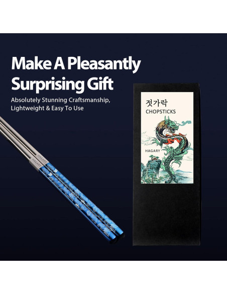 Palillos de Metal Reutilizables Hagary Azul 23.5 cm - 2 Pares