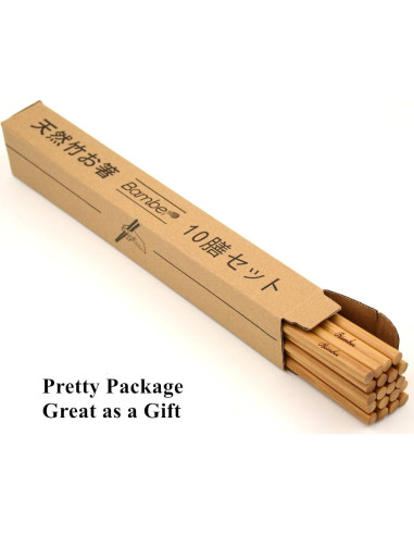 Juego de 10 Palillos de Bambú Reutilizables Bamber 25,4 cm