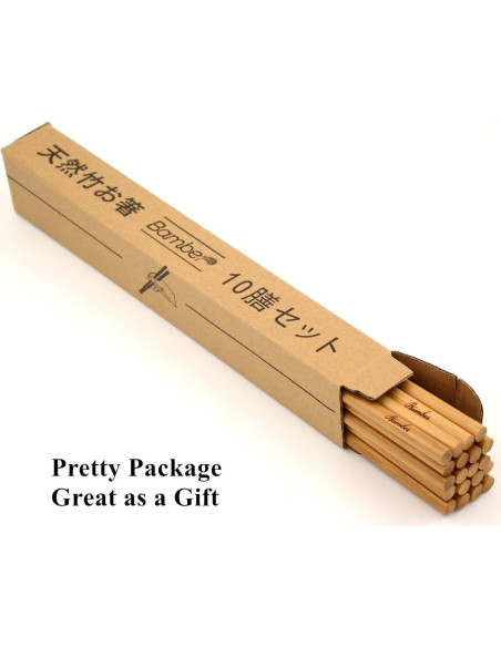 Juego de 10 Palillos de Bambú Reutilizables Bamber 25,4 cm