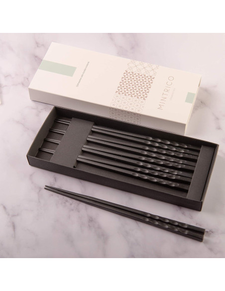 Juego de 5 pares de palillos reutilizables de lujo 21.6 cm