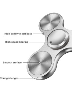 ATESSON Fidget Spinner Metálico Plata 7.29x6.99cm Alta Velocidad 2