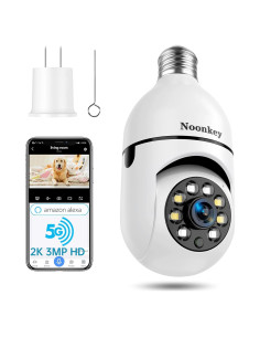 Cámara de Seguridad WiFi 2K Noonkey E27 con Alarma