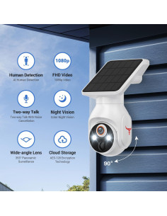 Cámara de Seguridad WiFi 1080p PyreQuad con Solar y AI 2