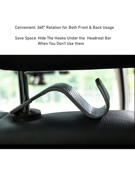 Gancho Organizador para Asiento de Coche Toiyason 4 Piezas Gris