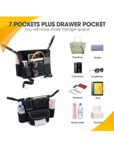 Organizador de Asiento de Coche Donpeshe Negro 7 Compartimentos 2