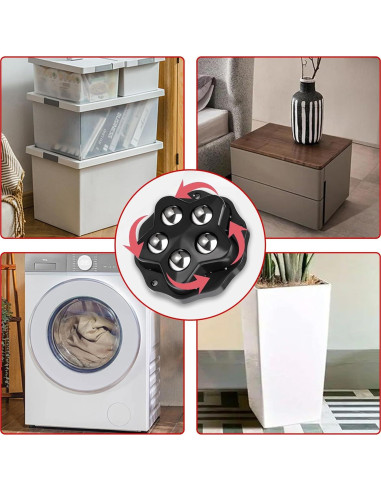 12 Ruedas Autoadhesivas Negras Weidu para Muebles 4.8cm