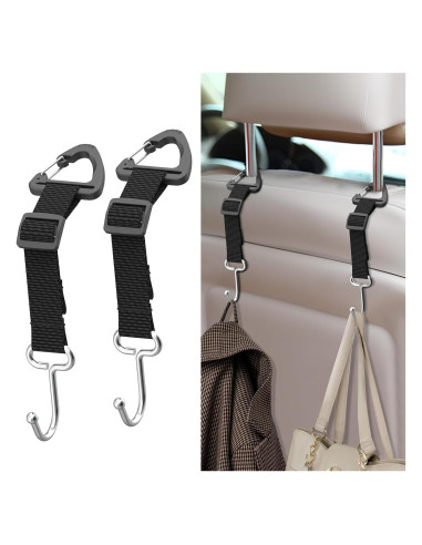 Gancho para bolso de coche Qidoe 2 unidades ajustables 45 kg