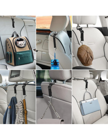 Gancho para bolso de coche Qidoe 2 unidades ajustables 45 kg