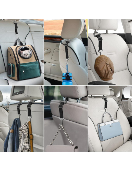 Gancho para bolso de coche Qidoe 2 unidades ajustables 45 kg