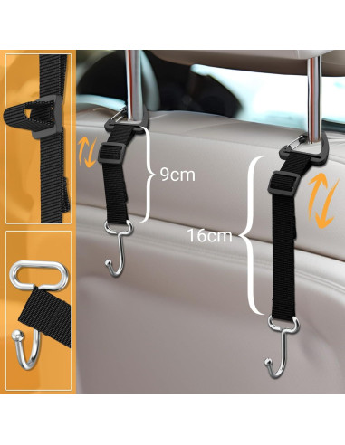 Gancho para bolso de coche Qidoe 2 unidades ajustables 45 kg