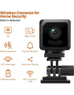 Cámara Mini Inalámbrica WiFi 4K Terura con Visión Nocturna 2