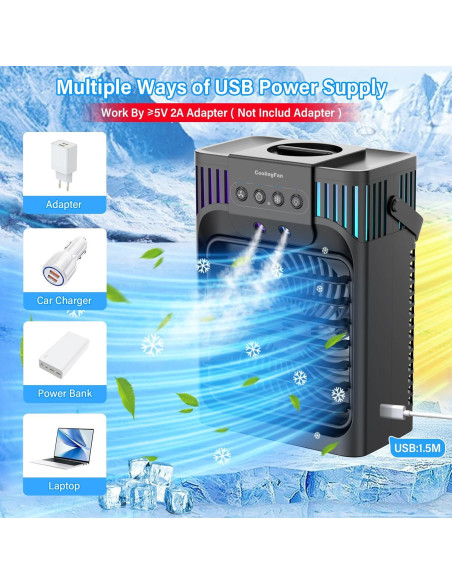 Acondicionador de Aire Portátil 4-en-1 Mini 1200ml con Control Remoto