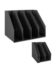 Soporte de Revistas Plegable SAYEEC 4 Compartimentos Negro