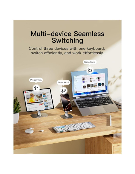 Teclado Plegable Bluetooth Inateck KB06001-W, Compacto 0.19kg