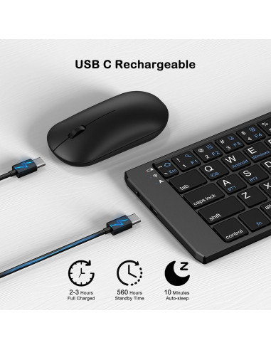 Combo Teclado y Ratón Plegables EDJO Inalámbrico USB-C
