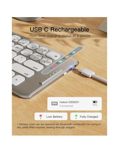 Teclado Plegable Bluetooth Inateck KB06001-W, Compacto 0.19kg