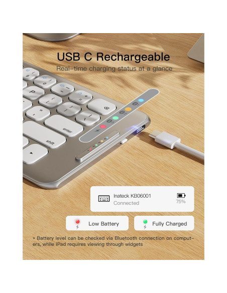 Teclado Plegable Bluetooth Inateck KB06001-W, Compacto 0.19kg