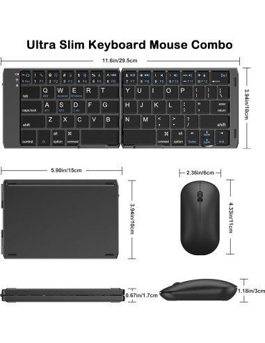 Combo Teclado y Ratón Plegables EDJO Inalámbrico USB-C