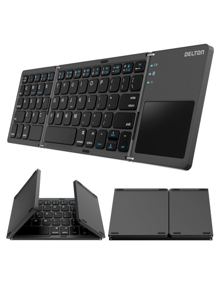 Teclado Bluetooth Plegable Delton F75 con Touchpad - Negro Teclado Bluetooth Plegable Delton F75 con Touchpad - Negro
