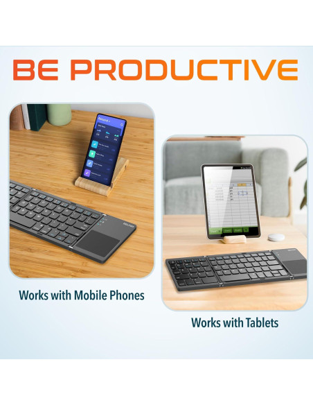 Teclado Bluetooth Plegable Delton F75 con Touchpad - Negro Teclado Bluetooth Plegable Delton F75 con Touchpad - Negro