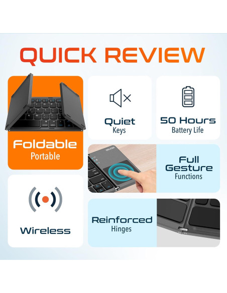 Teclado Bluetooth Plegable Delton F75 con Touchpad - Negro Teclado Bluetooth Plegable Delton F75 con Touchpad - Negro