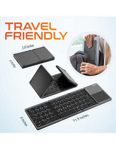 Teclado Bluetooth Plegable Delton F75 con Touchpad - Negro