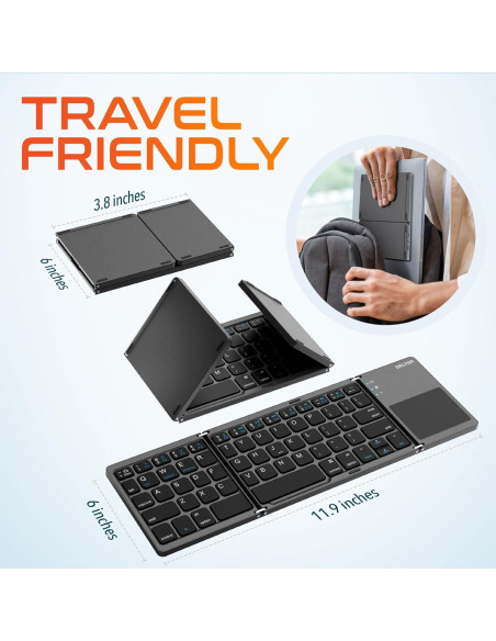 Teclado Bluetooth Plegable Delton F75 con Touchpad - Negro Teclado Bluetooth Plegable Delton F75 con Touchpad - Negro
