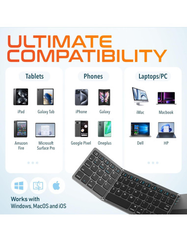 Teclado Bluetooth Plegable Delton F75 con Touchpad - Negro