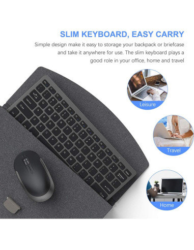 Combo Teclado y Ratón Inalámbricos Vssoplor Ultra Delgado