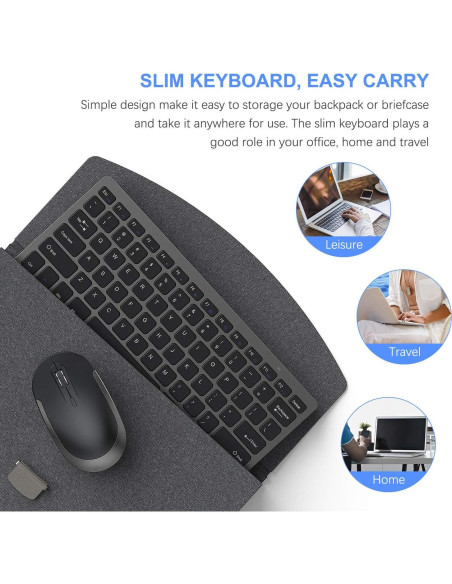 Combo Teclado y Ratón Inalámbricos Vssoplor Ultra Delgado Combo Teclado y Ratón Inalámbricos Vssoplor Ultra Delgado