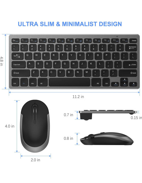 Combo Teclado y Ratón Inalámbricos Vssoplor Ultra Delgado Combo Teclado y Ratón Inalámbricos Vssoplor Ultra Delgado