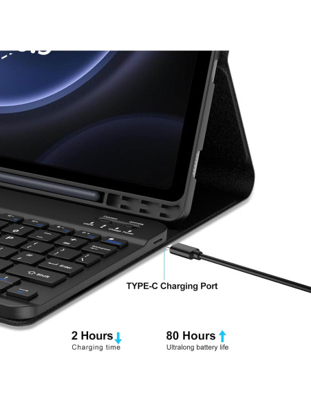 Funda con Teclado para Galaxy Tab S9 FE 10.9'' 2023 - Negro