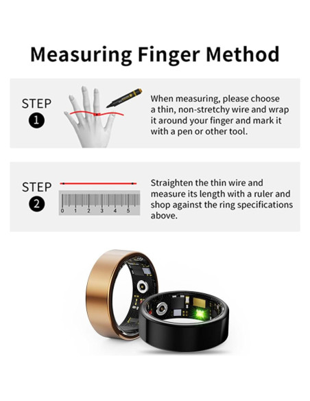 Anillo Inteligente HitTopss Oro Talla 8 Monitoreo Salud Fitness Anillo Inteligente HitTopss Oro Talla 8 Monitoreo Salud Fitness