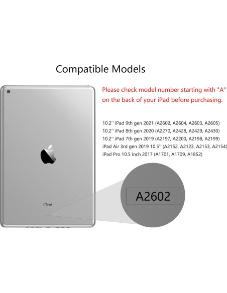 Funda teclado Bluetooth iPad 10.2" 9 8 7 Gen + Air 3 Pro 10.5"