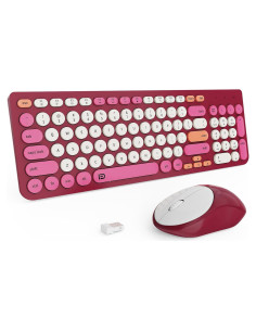 Conjunto Teclado y Ratón Inalámbrico TKVPJYYI Rojo Rosa