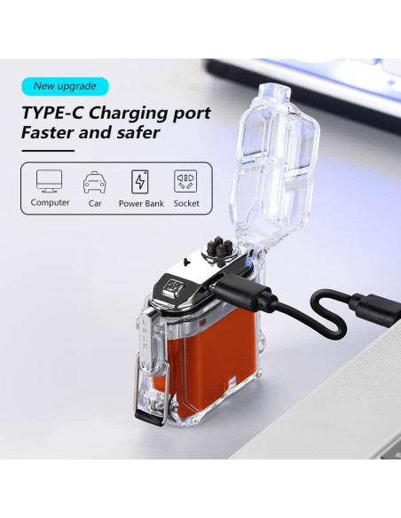 Encendedor Eléctrico GADATOP Doble Arco Recargable Naranja