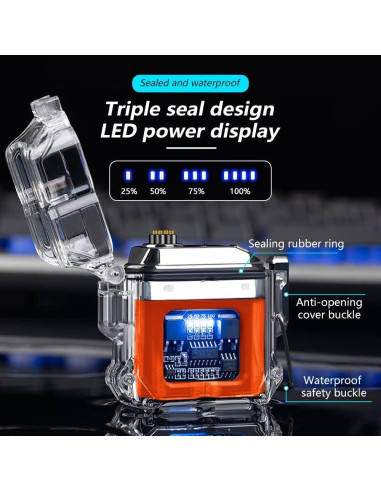 Encendedor Eléctrico GADATOP Doble Arco Recargable Naranja