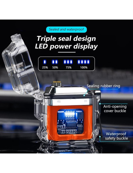 Encendedor Eléctrico GADATOP Doble Arco Recargable Naranja