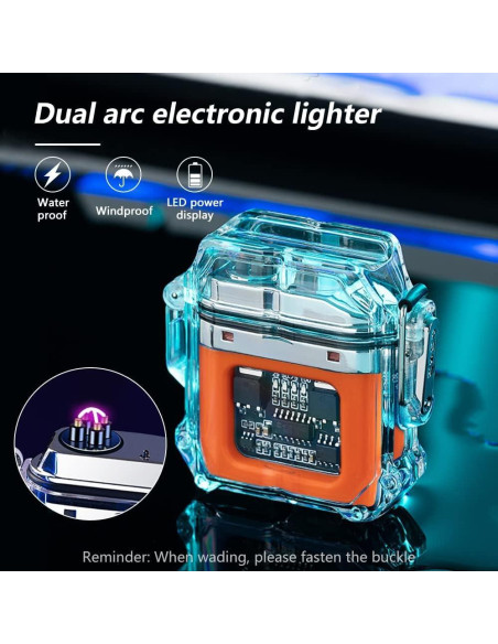 Encendedor Eléctrico GADATOP Doble Arco Recargable Naranja