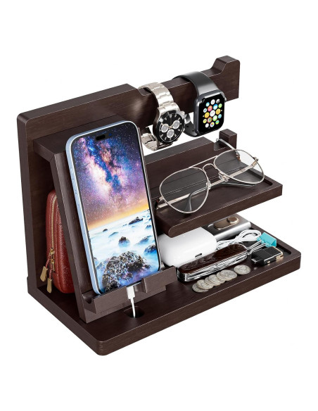 Estación de Acoplamiento de Madera Yirilan - Organizador Marrón Estación de Acoplamiento de Madera Yirilan - Organizador Marrón