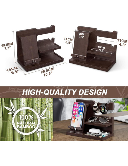 Estación de Acoplamiento de Madera Yirilan - Organizador Marrón Estación de Acoplamiento de Madera Yirilan - Organizador Marrón