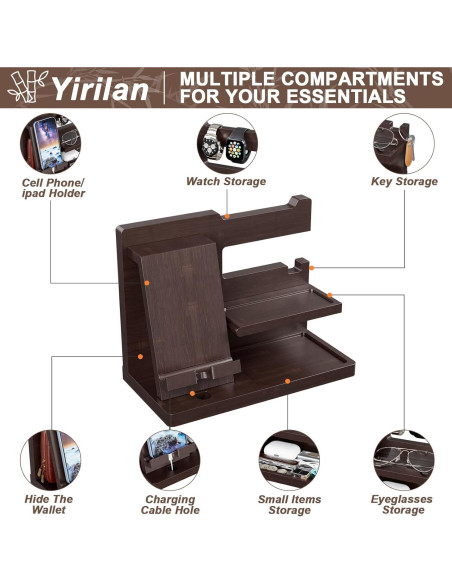 Estación de Acoplamiento de Madera Yirilan - Organizador Marrón Estación de Acoplamiento de Madera Yirilan - Organizador Marrón